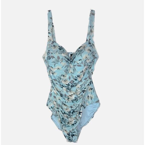 Niptuck Boho Bloom Porcelain Twist One Piece Swimsuit - FLORAL CREAM MINT - Picture 1 of 11